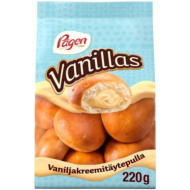 Pågen Vanillas vehnäpullat vaniljakreemillä 220g