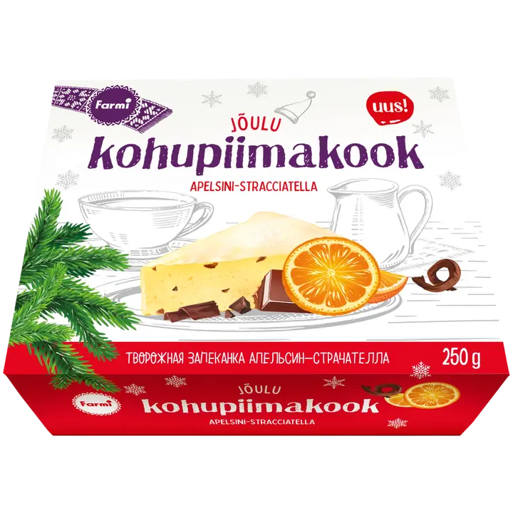 Farmi Jõulukohupiimakook apelsini-stracciatella, 250 g