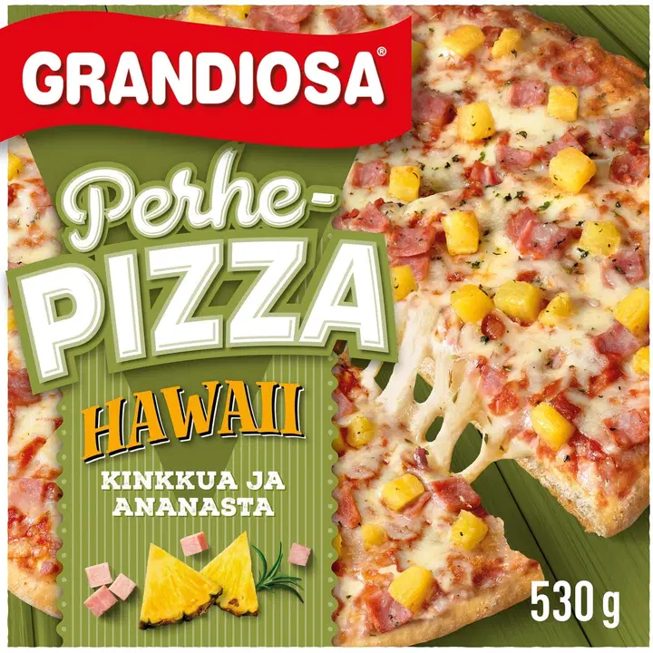 Grandiosa hawaii familjepizza, skinka, ananas och ost fryst 530g