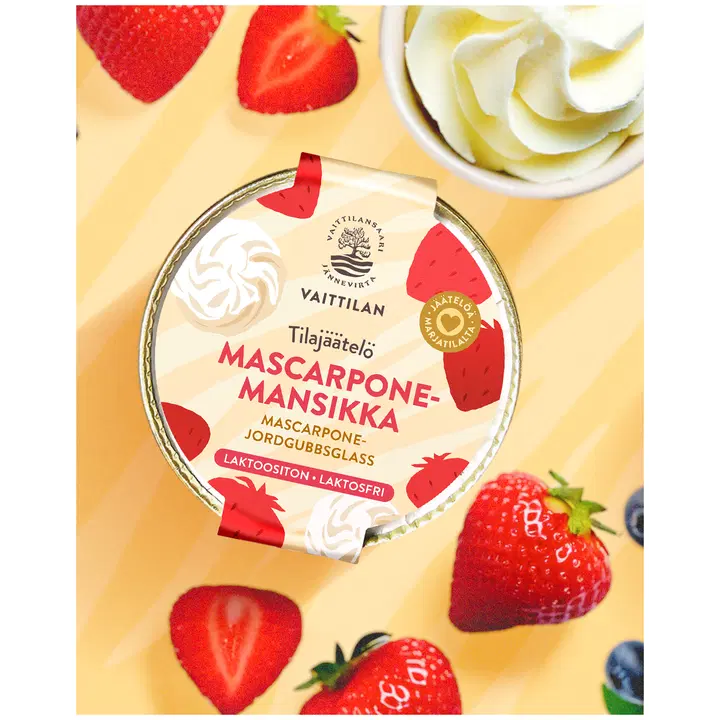 Vaittilan Mansikka-mascarponejäätelö 500 ml