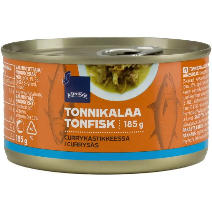 Rainbow 185/80g tonnikalaa currykastikkeessa