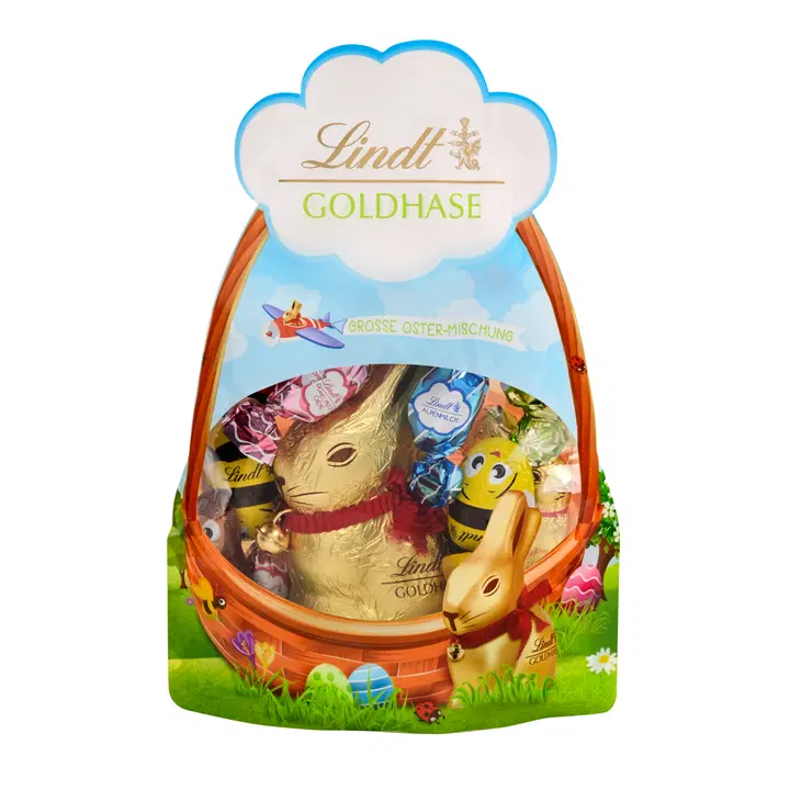Lindt GOLD BUNNY Valikoima maitosuklaakuvioita ja maitosuklaata erilaisilla täytteillä 180g