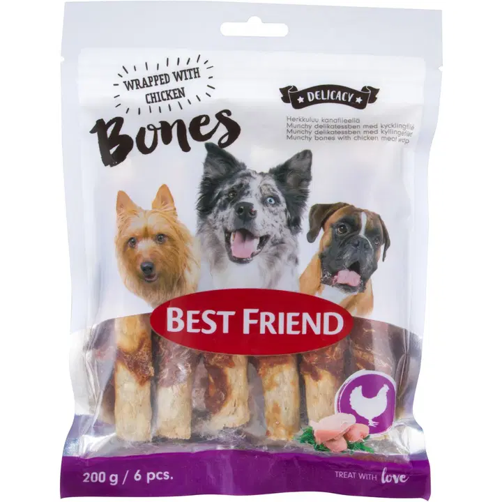 Best Friend herkkuluupatukka kanafileellä 12cm 6kpl 200g