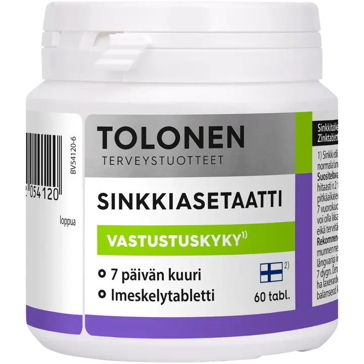Tolonen omenanmakuinen sinkkiasetaatti 60tabl