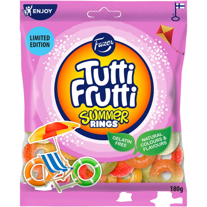 Fazer Tutti Frutti Rings Summer edition karkkipussi 180g