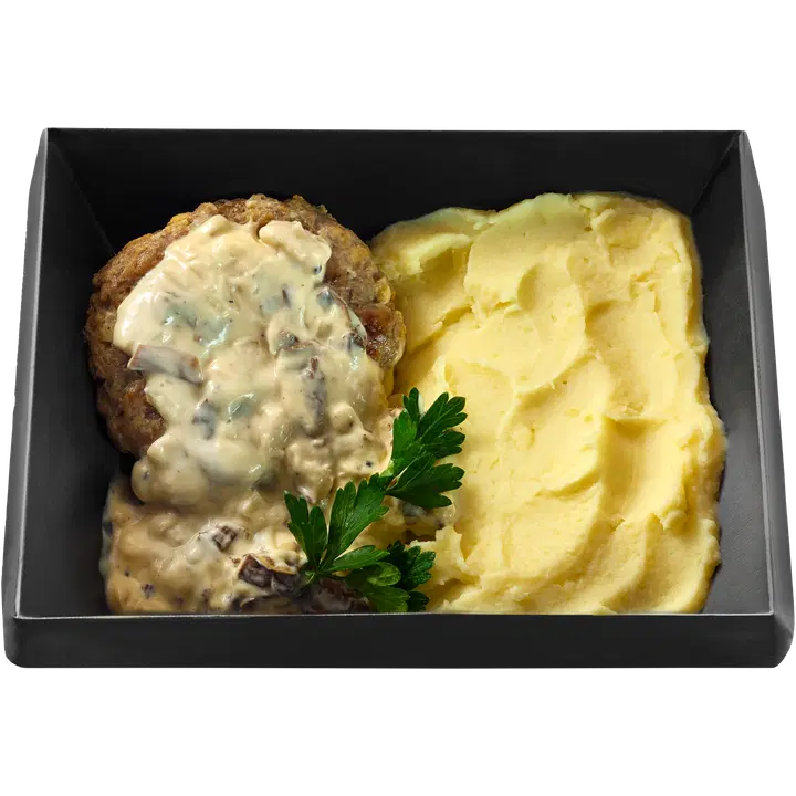 Helppoa ja herkullista Hirvipihvi suppilov.kast. ja Perunamuusia