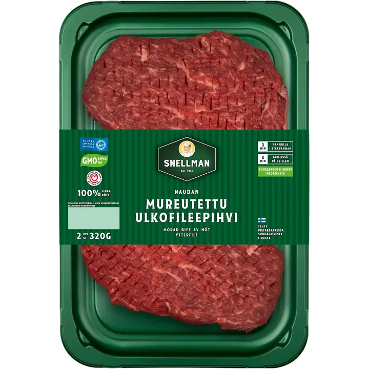 Snellman Naudan mureutettu ulkofileepihvi 2 kpl 320g