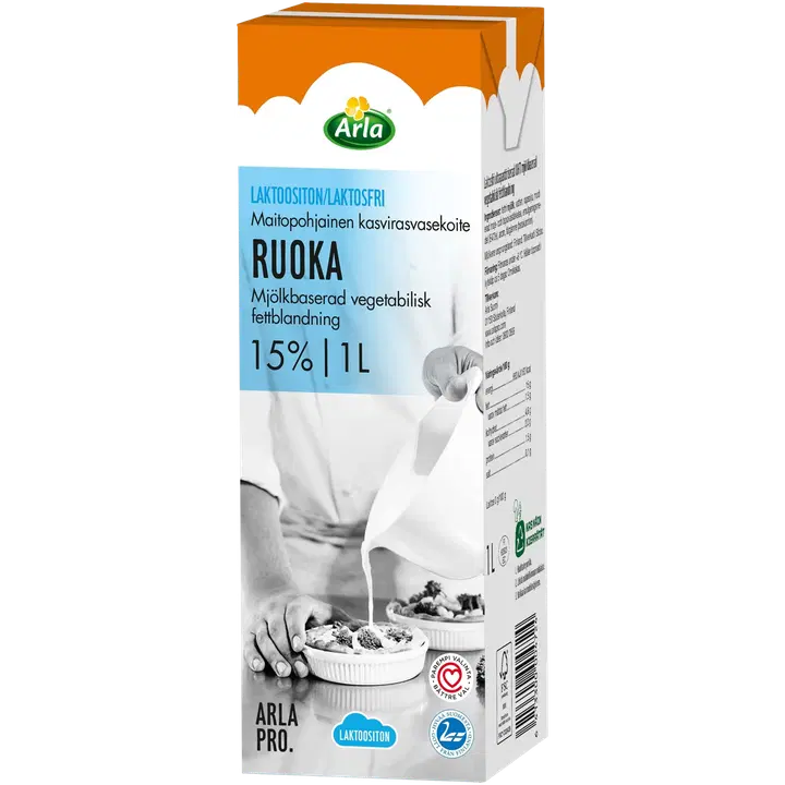 Arla Pro Ruoka 1 L 15% laktoositon kasvirasvasekoite Uht