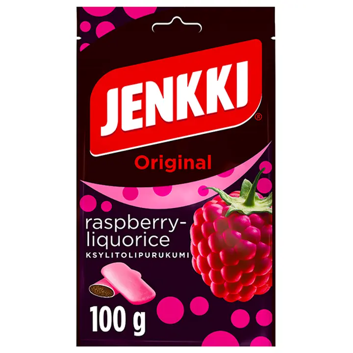 Jenkki Original Raspberry-Liquorice ksylitolipurukumi 100g
