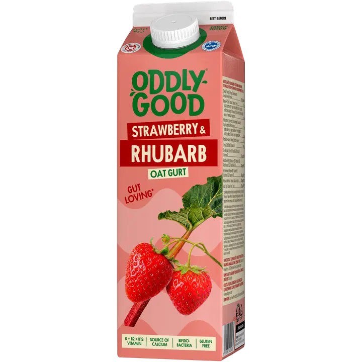 Oddlygood® kaurapohjainen gurtti 1 kg mansikka-raparperi gluteeniton