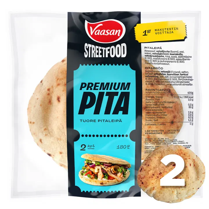 Vaasan Street Food Pita 2 kpl 180 g pitaleipä