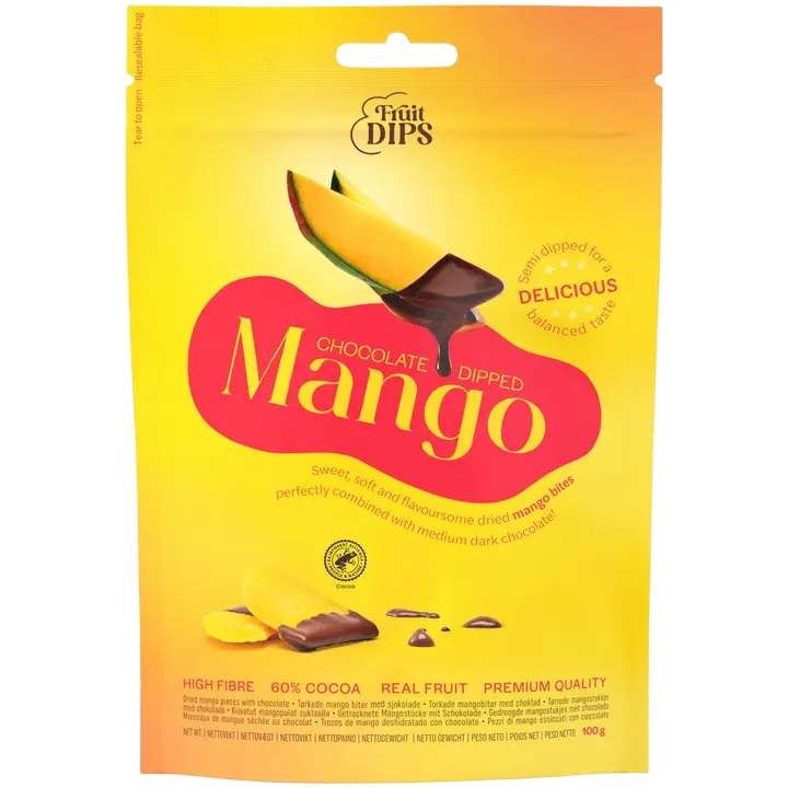 Fruit Dips Kuivatut mangopalat suklaalla 100g