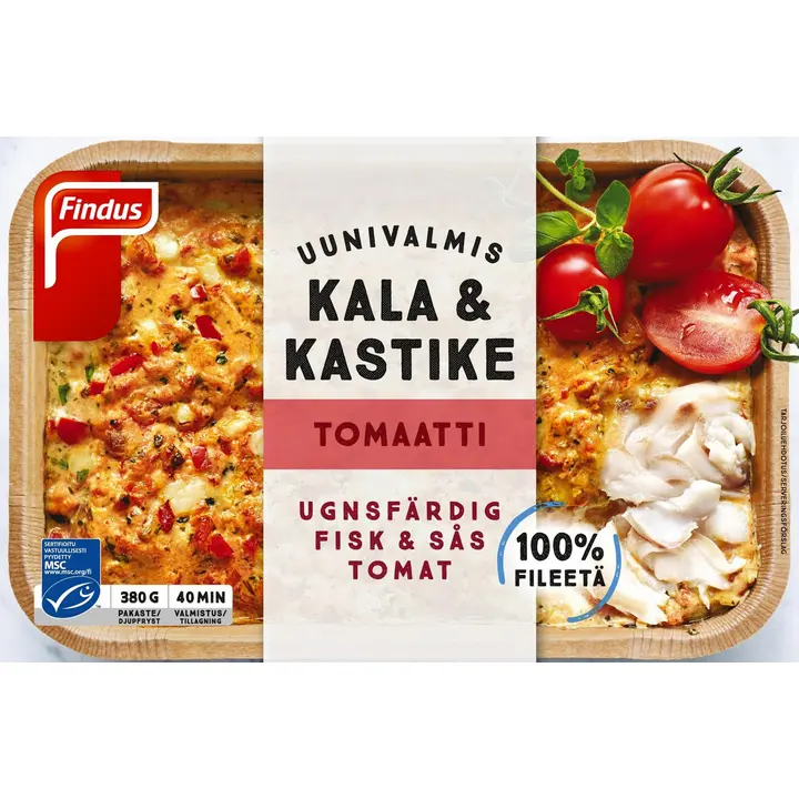 Findus Uunivalmis kala & kastike tomaatti MSC 380g, pakaste