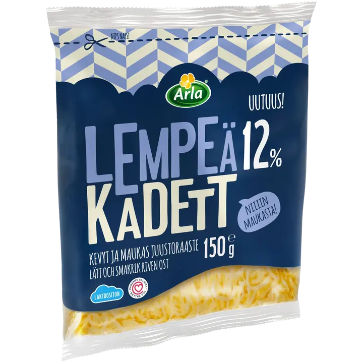Arla Tolkuttomat Juustot Lempeä Kadett 12% raaste 150 g