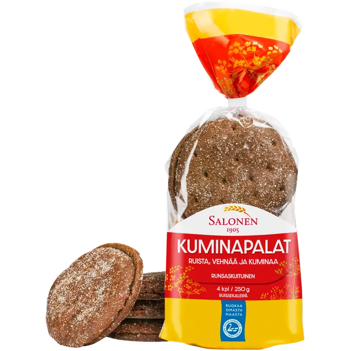 Leipomo Salonen Kuminapalat 4/250 g ruissekaleipä, halkaistu