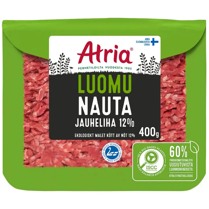 Atria Luomu Nauta Jauheliha 12% 400g