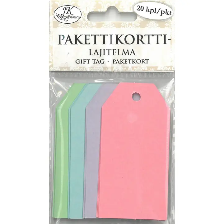 J.K. Primeco pakettikorttilajitelma 4 x 8cm pastelli 20kpl