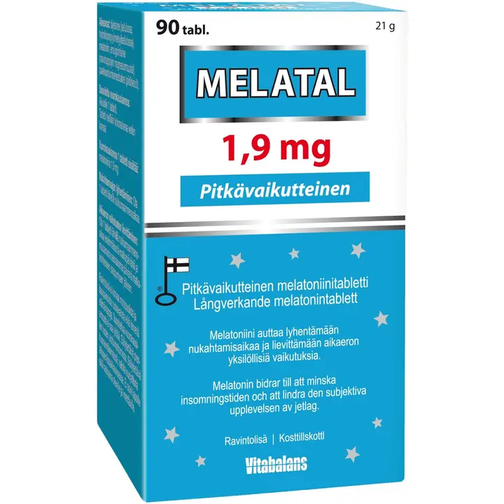Melatal 1,9 mg, 90 tabl. Pitkävaikutteinen melatoniinitablet, Vitabalans