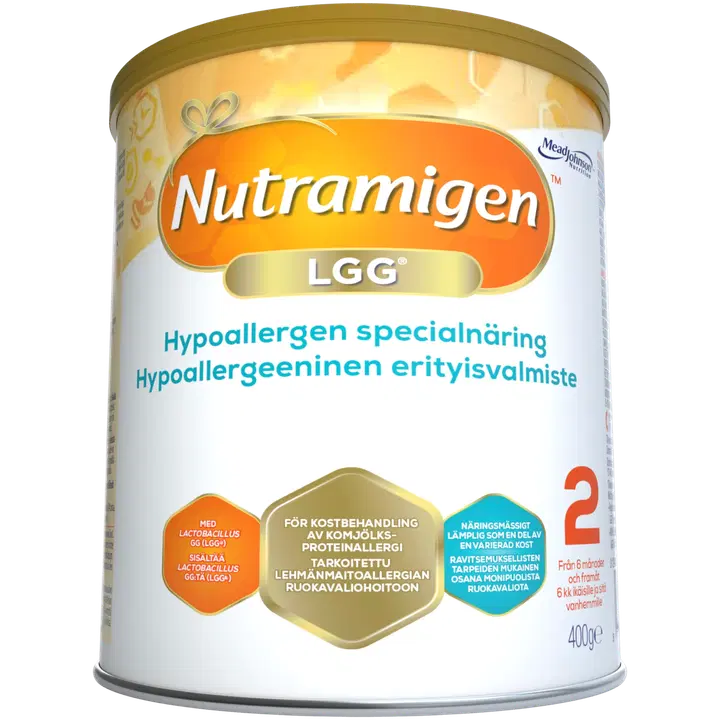 Nutramigen 2 LGG, 400g, kaseiinipohjainen kliininen ravintovalmiste lehmänmaitoallergia ruokavaliohoitoon, sisältää LGG probioottia, jauhe, 6 kk iästä alkaen