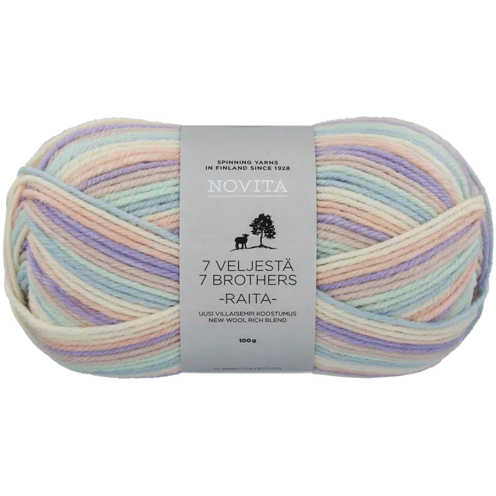 Novita Lanka 7 Veljestä Raita 100 g morsiuskaari 974