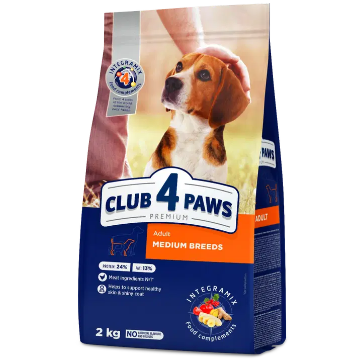 Club4Paws Premium kuivtoit täiskasvanud keskmist tõugu koertele, seedimist toetav ja kiudainerikas, kanaga, 2 kg