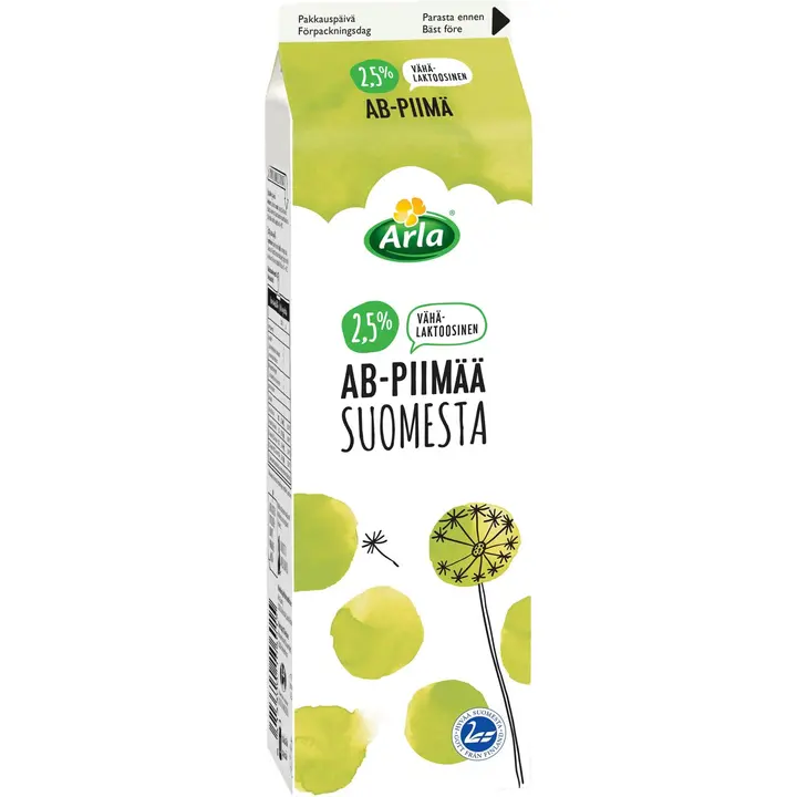 Arla AB 2,5% Piimä 1 L vähälaktoosinen Suomi