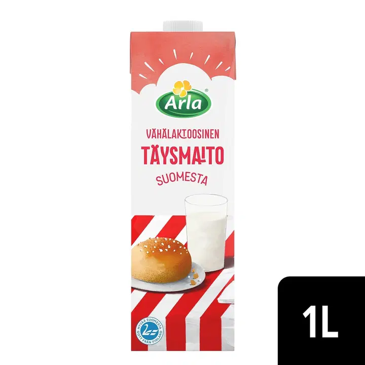 Arla Täysmaito 1 L Suomesta vähälaktoosinen Uht
