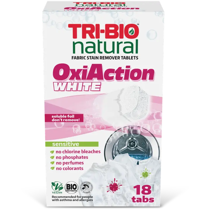 Pesukapslid Tri-Bio Oxi Action valge 18tk