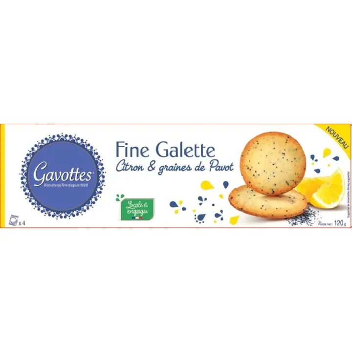 Gavottes Galettes- sitruunaunikonsiemenkeksi 120 g