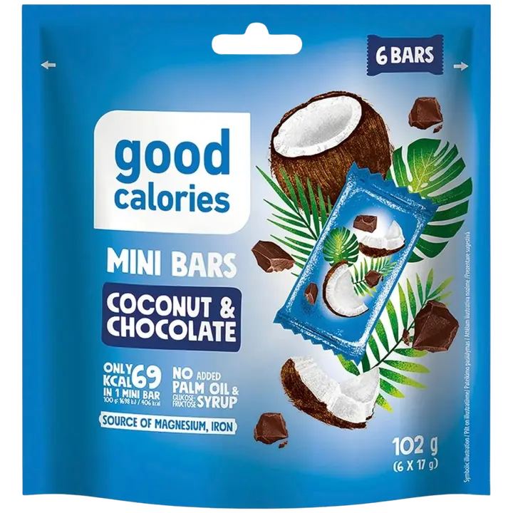 Mini batoonid GOOD CALORIES kookose ja šokolaadiga 17gx 6