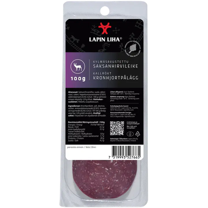 Lapin Liha Kylmäsavustettu saksanhirvileike 100g