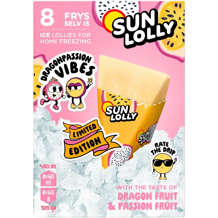 Sun Lolly Pitaija & Passionhedelmä mehujää 8x60ml/65g