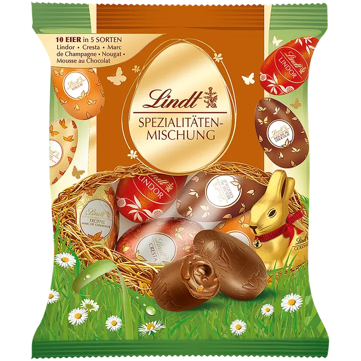 Lindt lajitelma suklaamunat, maitosuklaa ja valkosuklaa täytteellä 180g