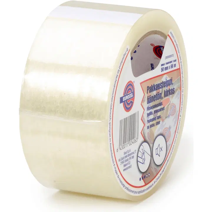 Eurocel pakkausteippi äänetön 50mm x 66m kirkas