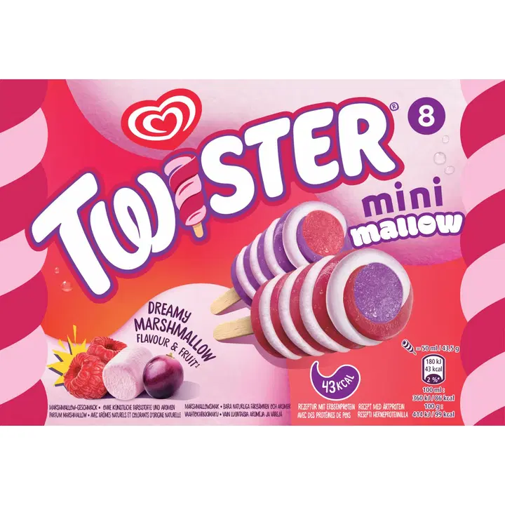 Twister Mini Mallow Jäätelö Monipakkaus 400ml/348g 8 kpl