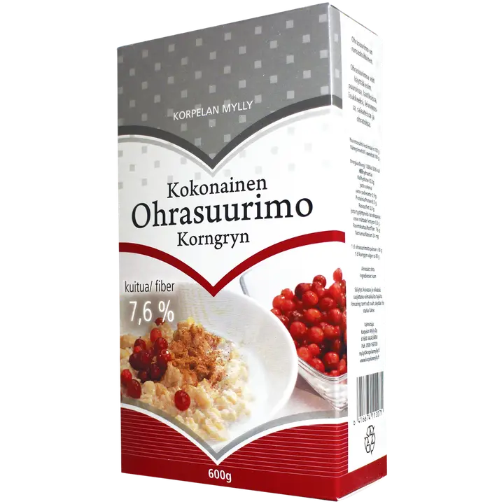 Kokonainen ohrasuurimo 600 g, Korpelan Mylly