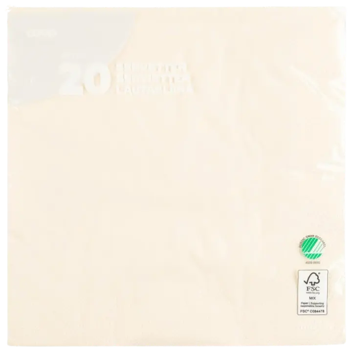 Coop lautasliina kermanvalkoinen 40x40cm 20kpl