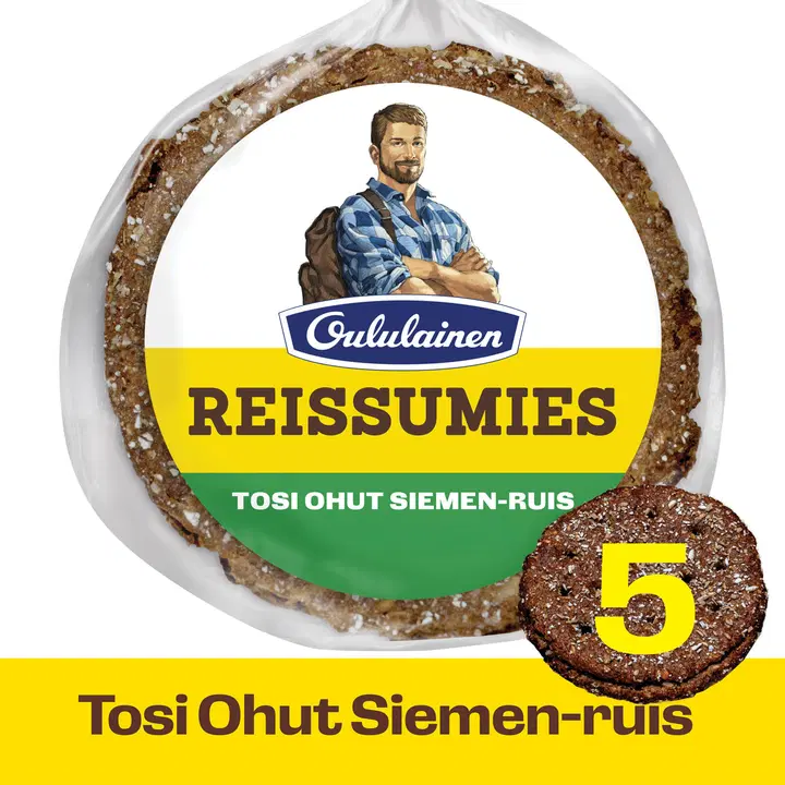 Oululainen Reissumies Tosi Ohut Siemen-ruis 5kpl 175g, täysjyväruisleipä