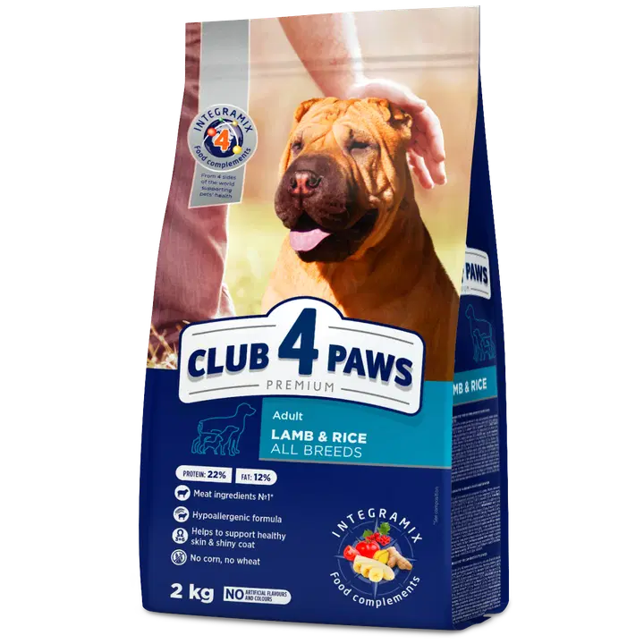 Club4Paws Premium kuivtoit koertele Hüpoallergeenne lambaliha ja riisiga All Breeds, 2kg
