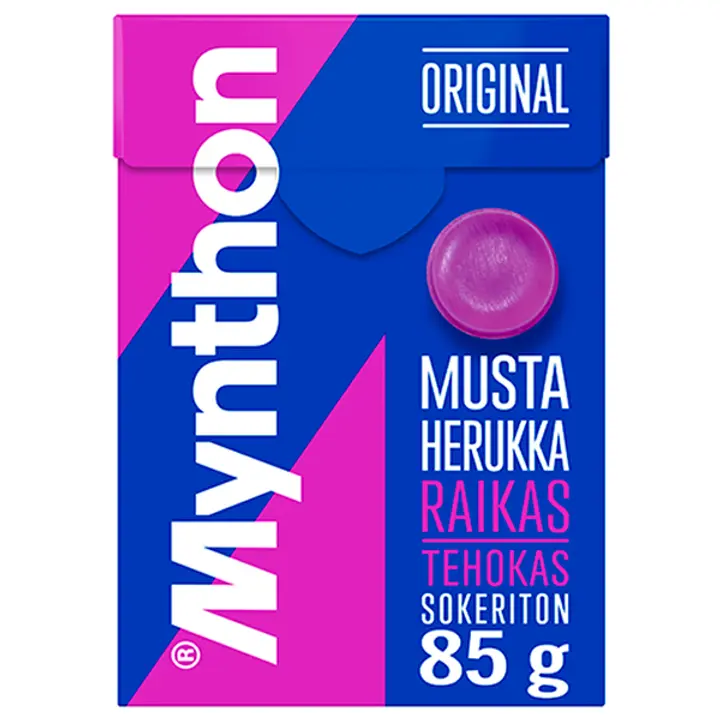 Mynthon Original Mustaherukka sokeriton +C kurkkupastilli 85g