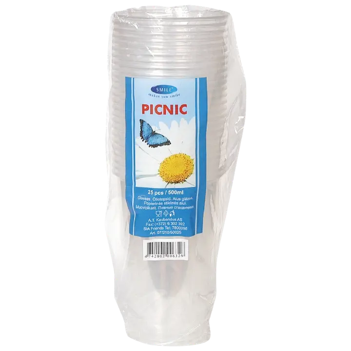Smile õlletopsid 500ml läbipaistvad 25tk