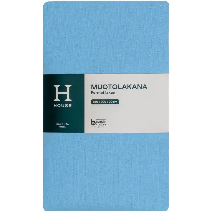 Voodilina kummiga 160X200X25 satiin helesinine House 100% CO