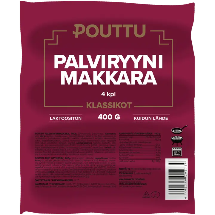 Pouttu Palviryynimakkara 400g lihavalmiste