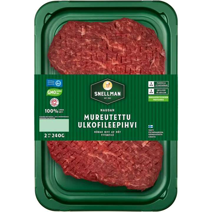 Snellman Naudan mureutettu ulkofileepihvi 2 kpl 240 g
