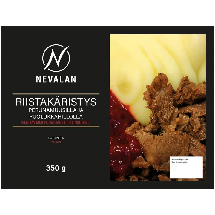 NEVALAN RIISTAKÄRISTYS PERUNAMUUSILLA JA PUOLUKKAHILLOLLA 350G