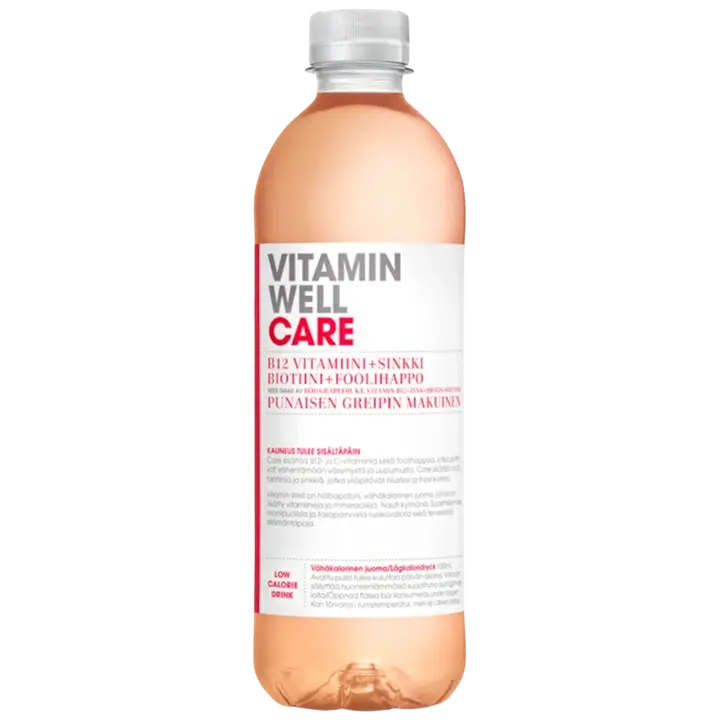 Vitamin Well Care, punaisen greipin makuinen vitaminoitu hiilihapoton juoma 500ml