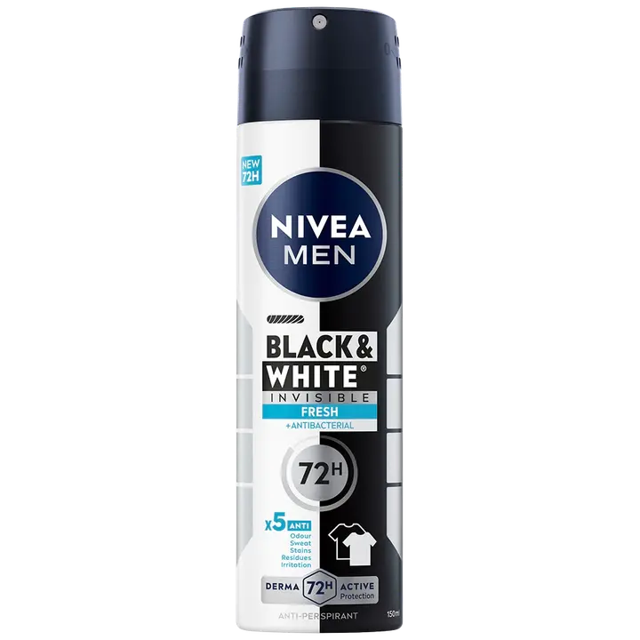 NIVEA MEN 150ml Black & White Invisible Fresh Deo Spray -antiperspirantti