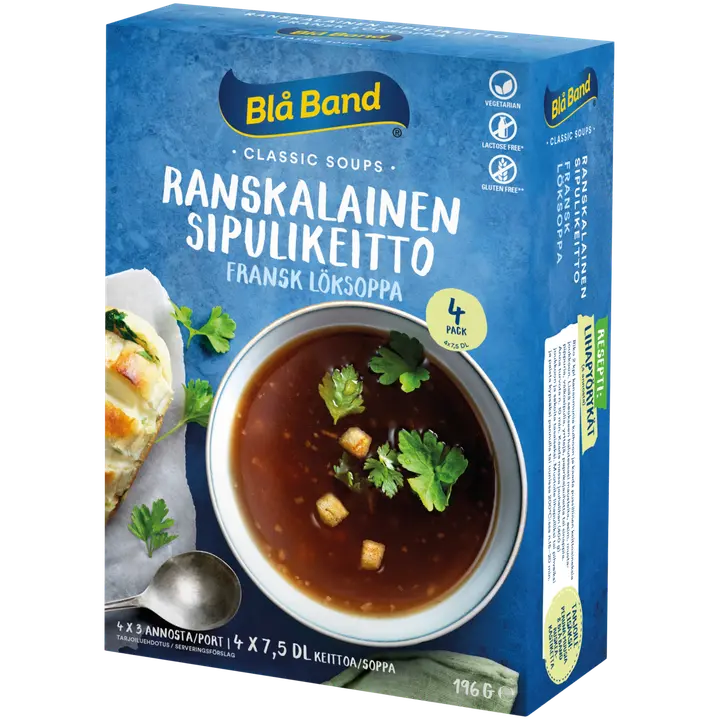 Blå Band gluteeniton laktoositon Ranskalainen Sipulikeitto 4 x 49g