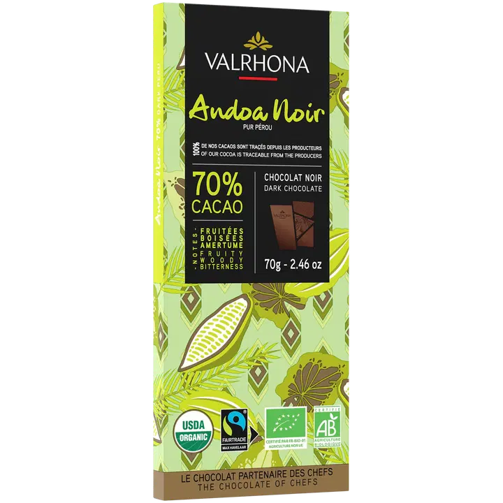 Valrhona Andoa Noir Luomu Tumma Suklaa 70% 70g