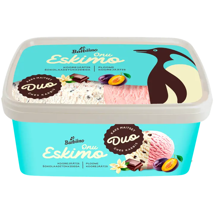 ONU ESKIMO Ploomilisandi ja šokolaaditükkidega koorejäätis 680g 1,4 L